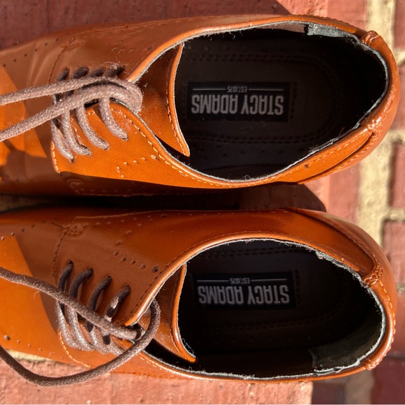 Stacy Adams formal lace-up oxfords shoes in cognac/brown/tan. Size boys 12  M - Picture 4 of 5